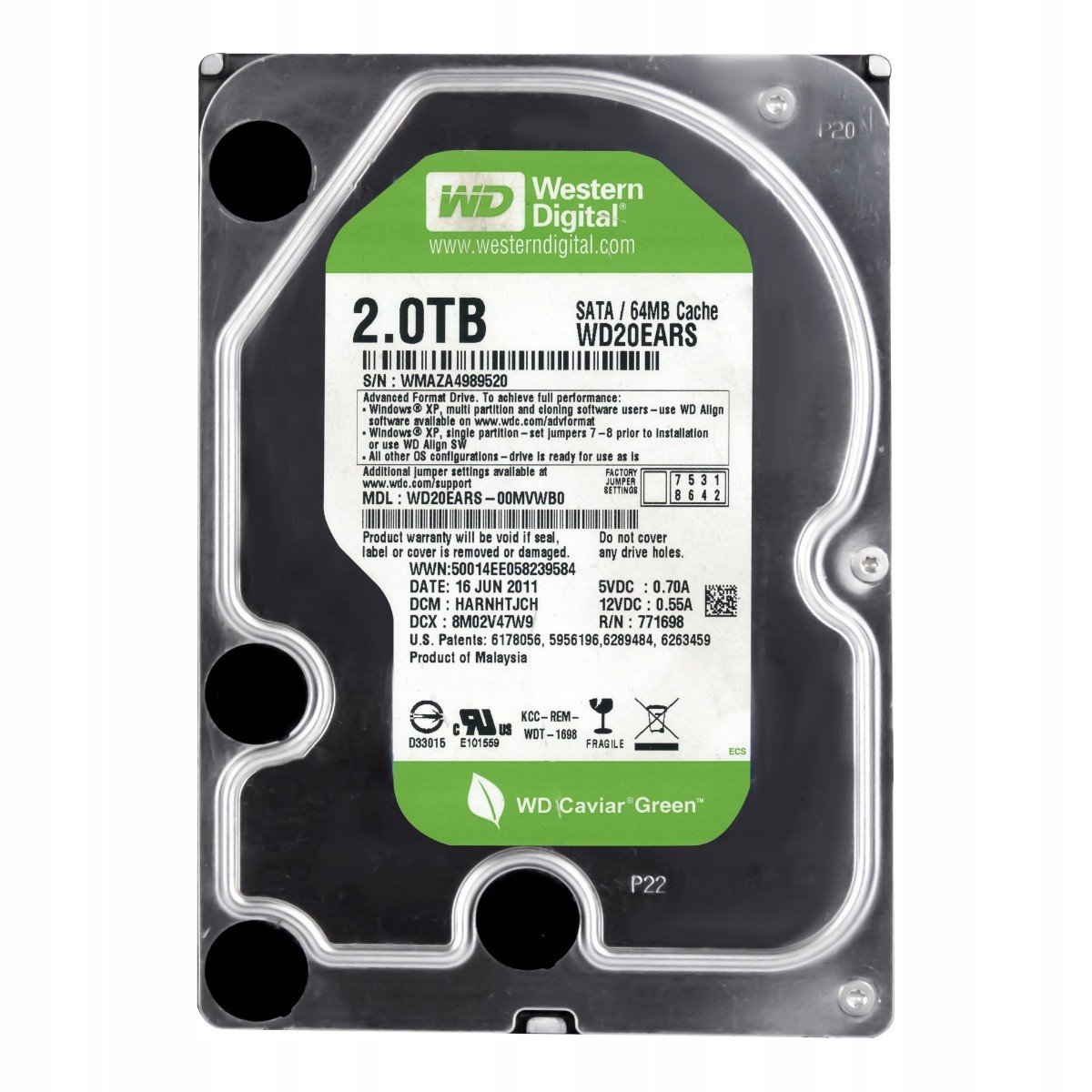 Wd Zelená 2TB 5.4K 64MB Sata II 3.5