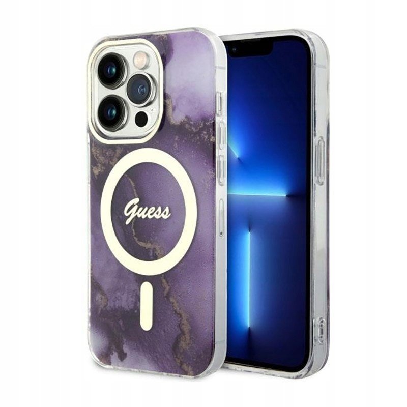 Guess Golden Marble MagSafe – pouzdro na iPhone 14 Pro