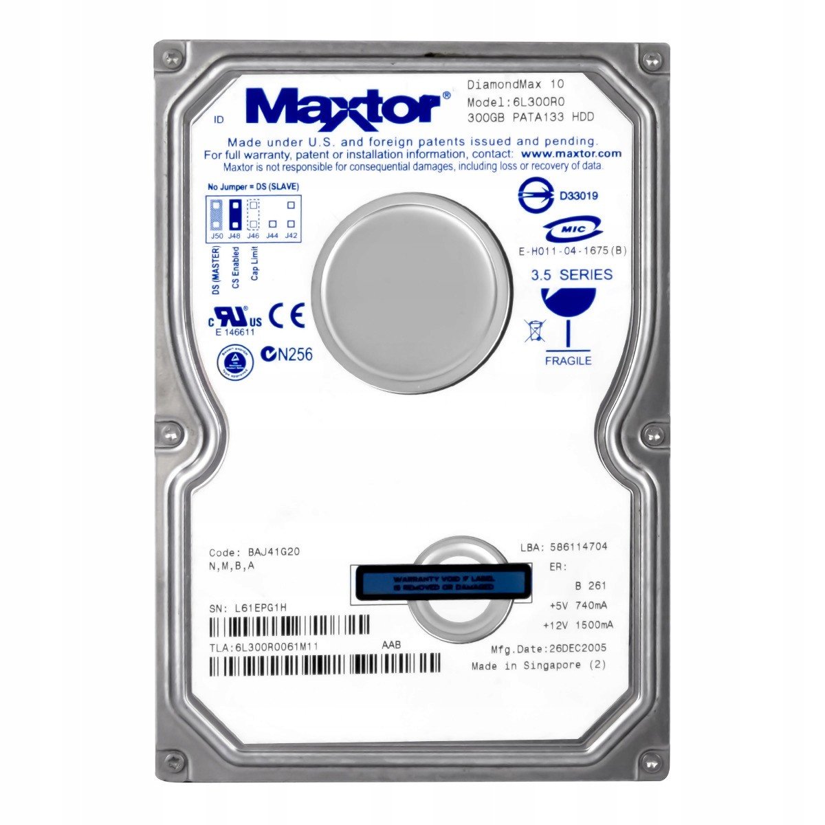Maxtor DiamondMax 10 300GB 7.2K Ata 3.5'' 6L300R0