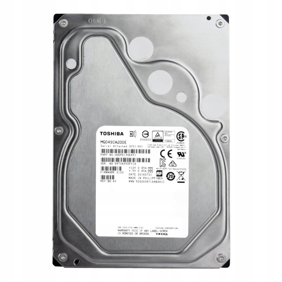 Toshiba 2TB 7,2K 64MB SAS-2 3,5'' MG04SCA200E