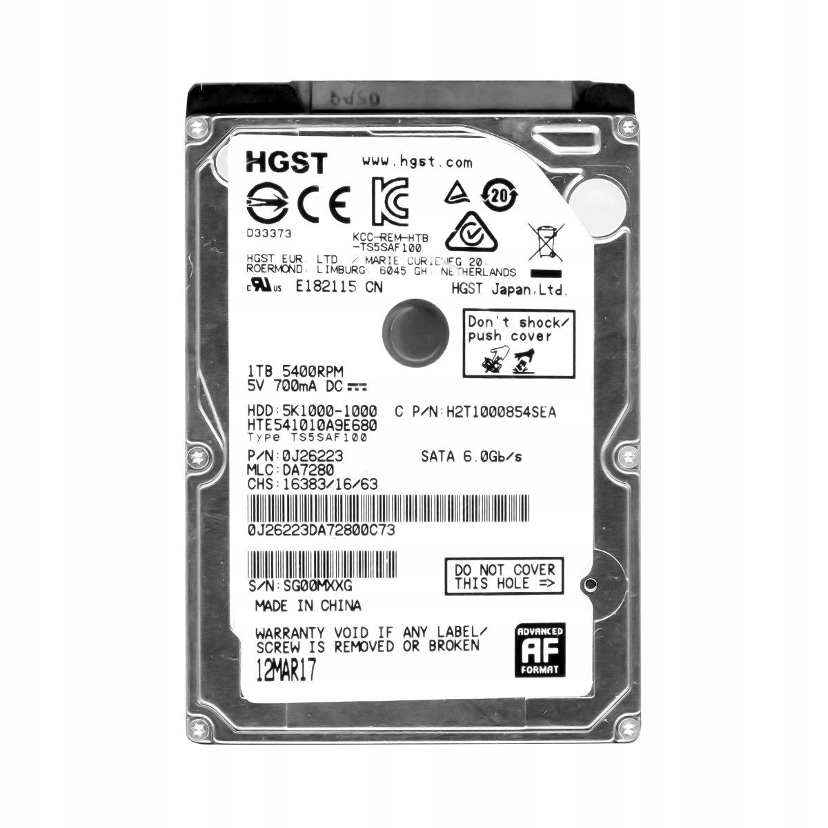 Hgst 1TB 5.4K 8MB Sata III 2.5'' HTE541010A9E680