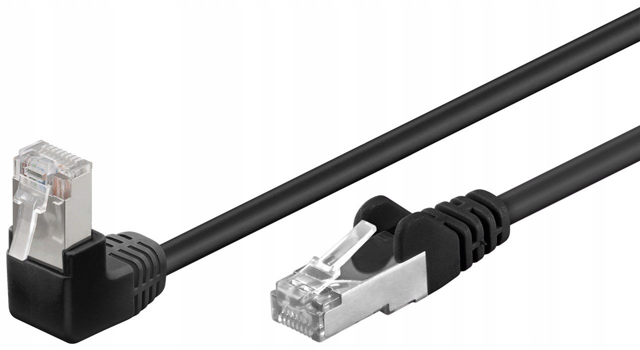 Patchcord Lan kabel Cat 5E F/utp 1x90 Černý 1m