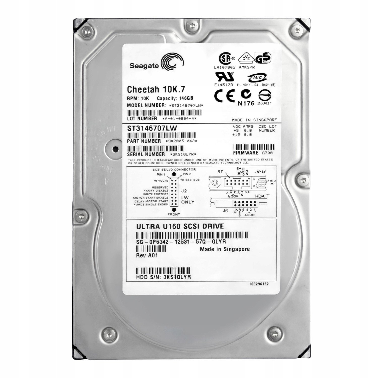 Dell 0P6342 146GB 10K Scsi U320 3,5'' ST3146707LW