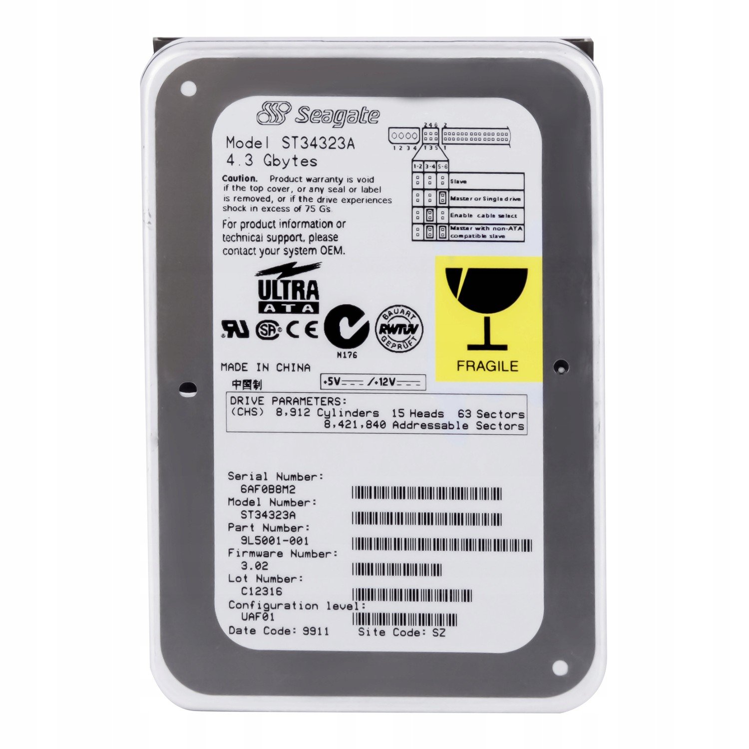 Seagate Medailista 4323 4.3GB 4.5K Ata 3.5' ST34323A