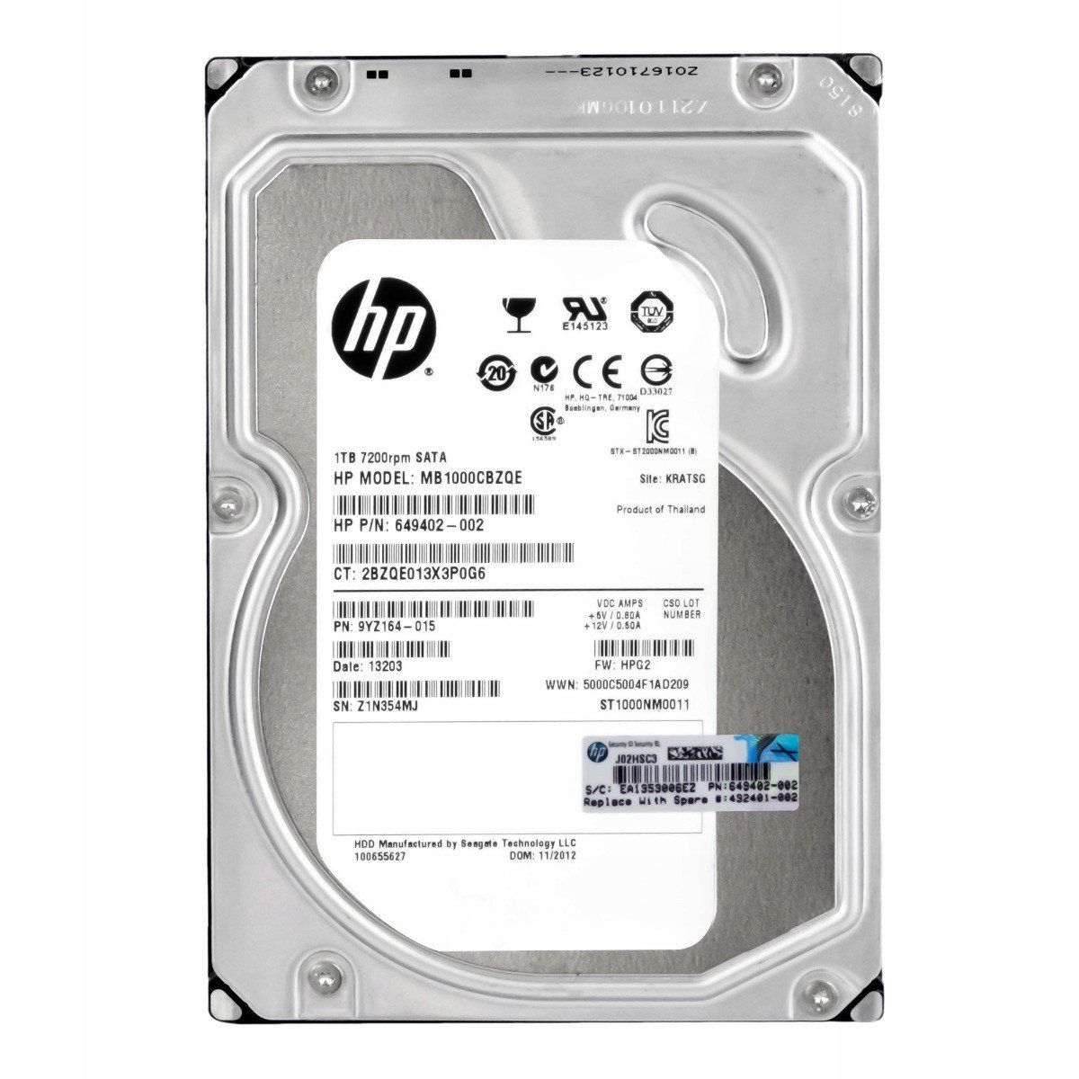 Hp 649402-002 1TB 7.2k Sata III 3.5'' MB1000CBZQE