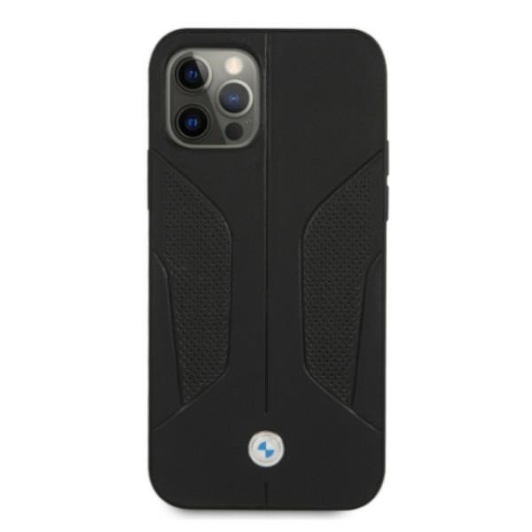 Bmw kožené perforované zadní pouzdro pro iPhone 12/12 Pro