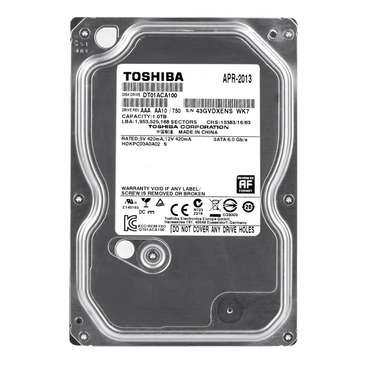 Toshiba 1TB 7.2K 32MB Sata III 3.5'' DT01ACA100