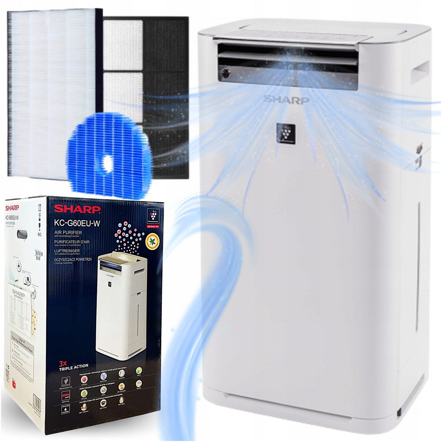 Čistička Sharp KC-G60EUW ionizátor zvlhčovač