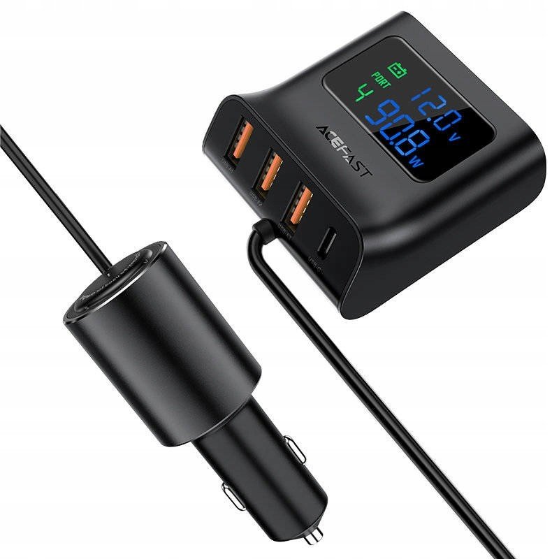 Nabíječka do auta 90W Usb Typ C 3x Usb