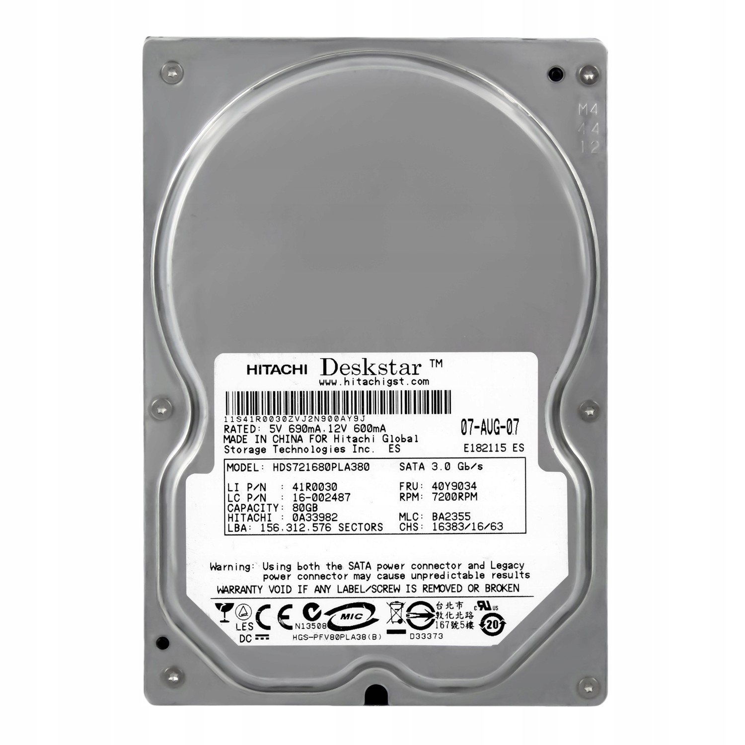 80GB 7.2K 8MB Sata II 3.5' HDS721680PLA380