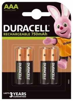4 x baterie Duracell Recharge R03 Aaa 750 mAh