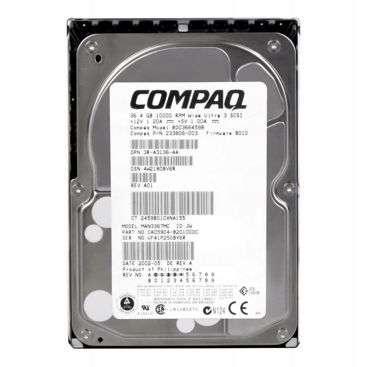 Compaq 233806-003 36.4GB 10K Scsi 3.5'' BD0366459B