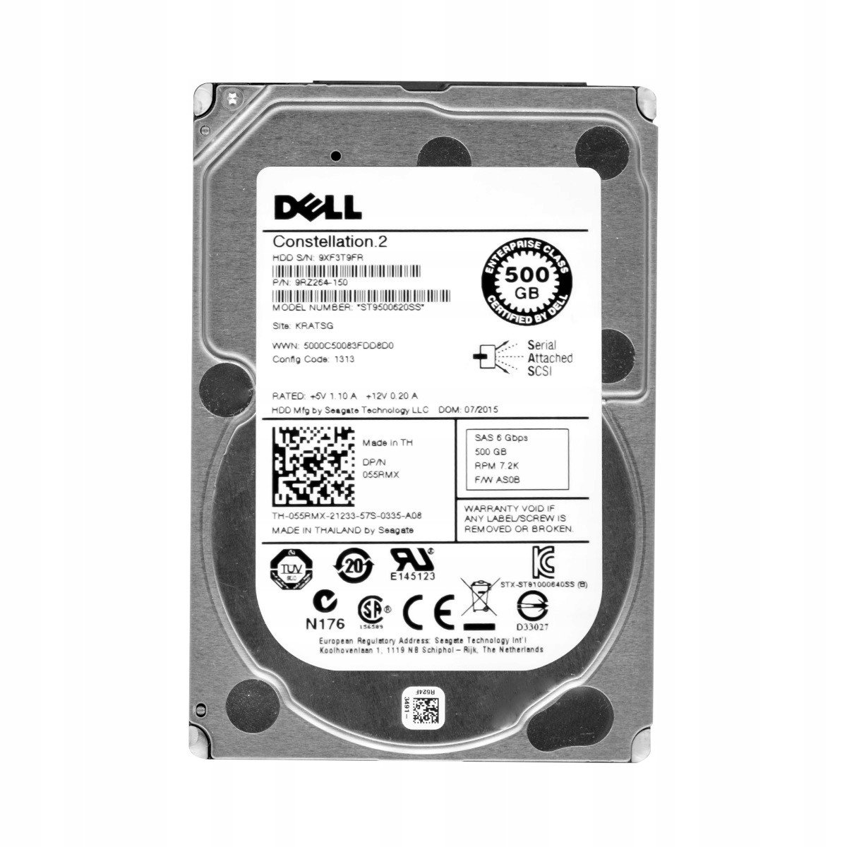 Dell 055RMX 500GB 7.2K 64MB SAS-2 2.5' ST9500620SS