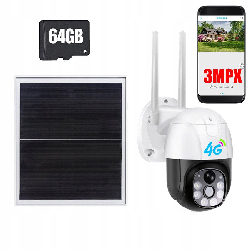 Kamera 4G Lte Ip Venkovní Otočný Solární Panel