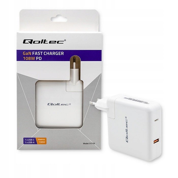 Qoltec Nabíječka GaN Fast 108W 5-20V 3-4.7A Usb C