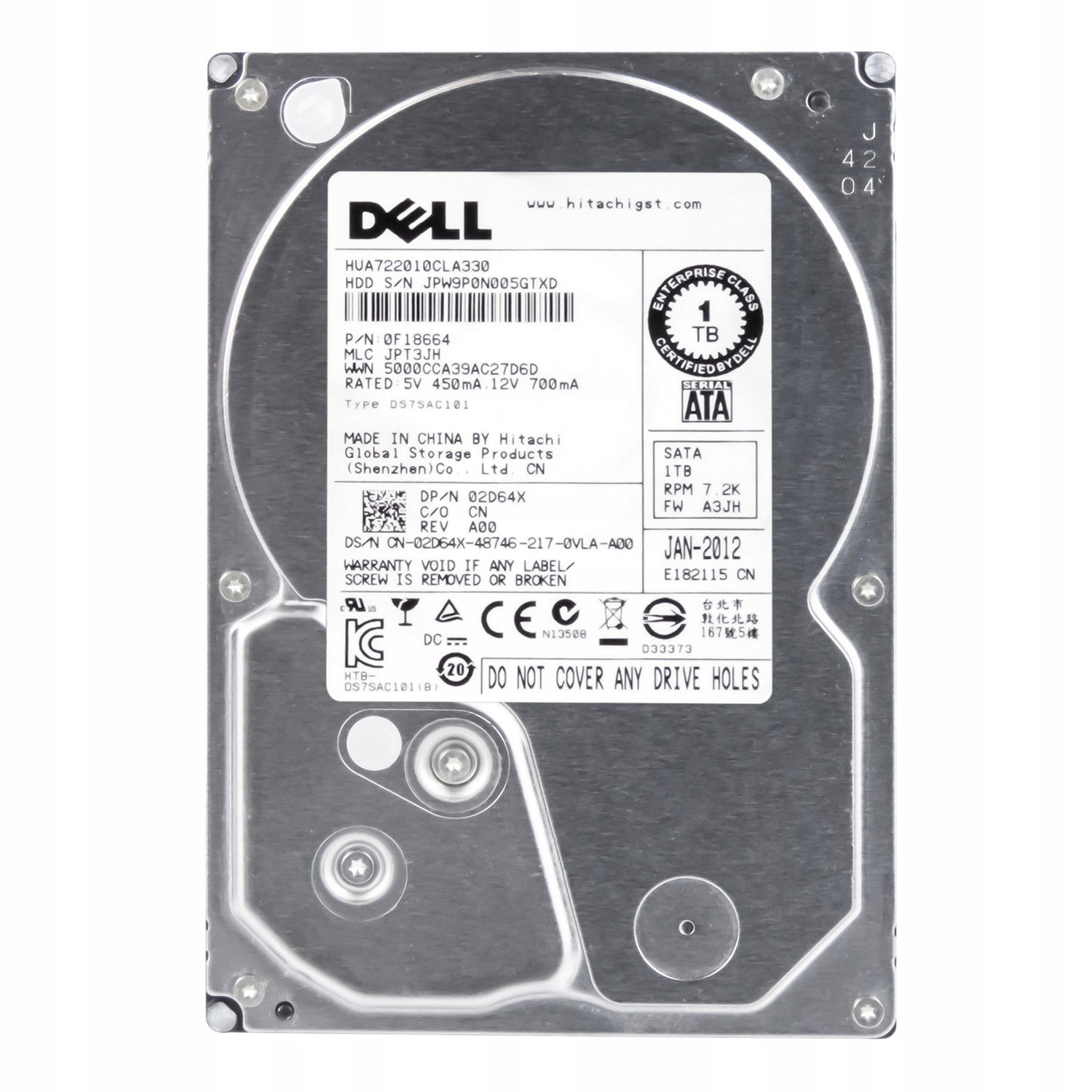 Dell 02D64X 1TB 7,2K Sata II 3,5' HUA722010CLA330