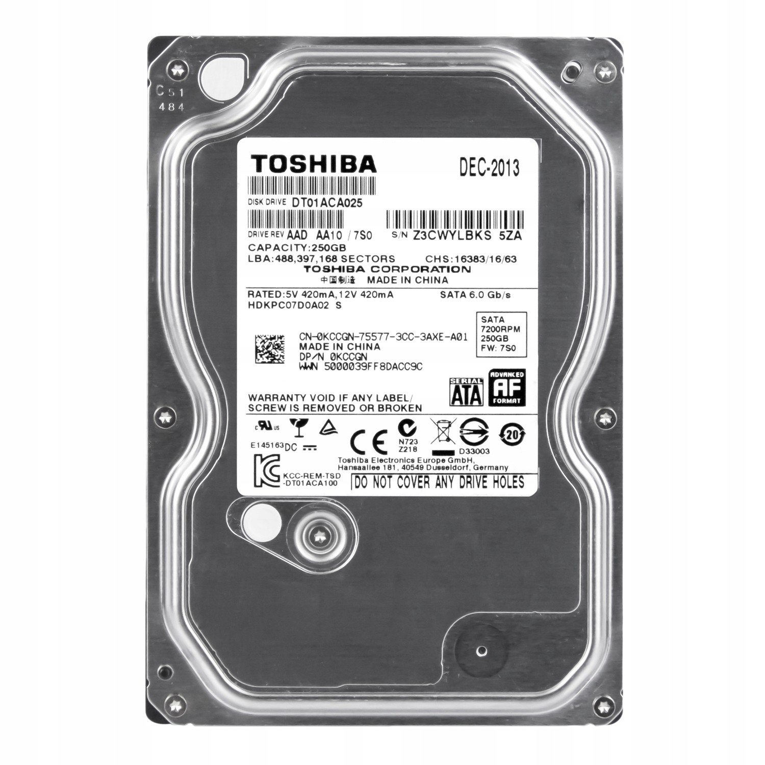 Dell 0KCCGN 250GB 7.2K Sata III 3.5'' DT01ACA025