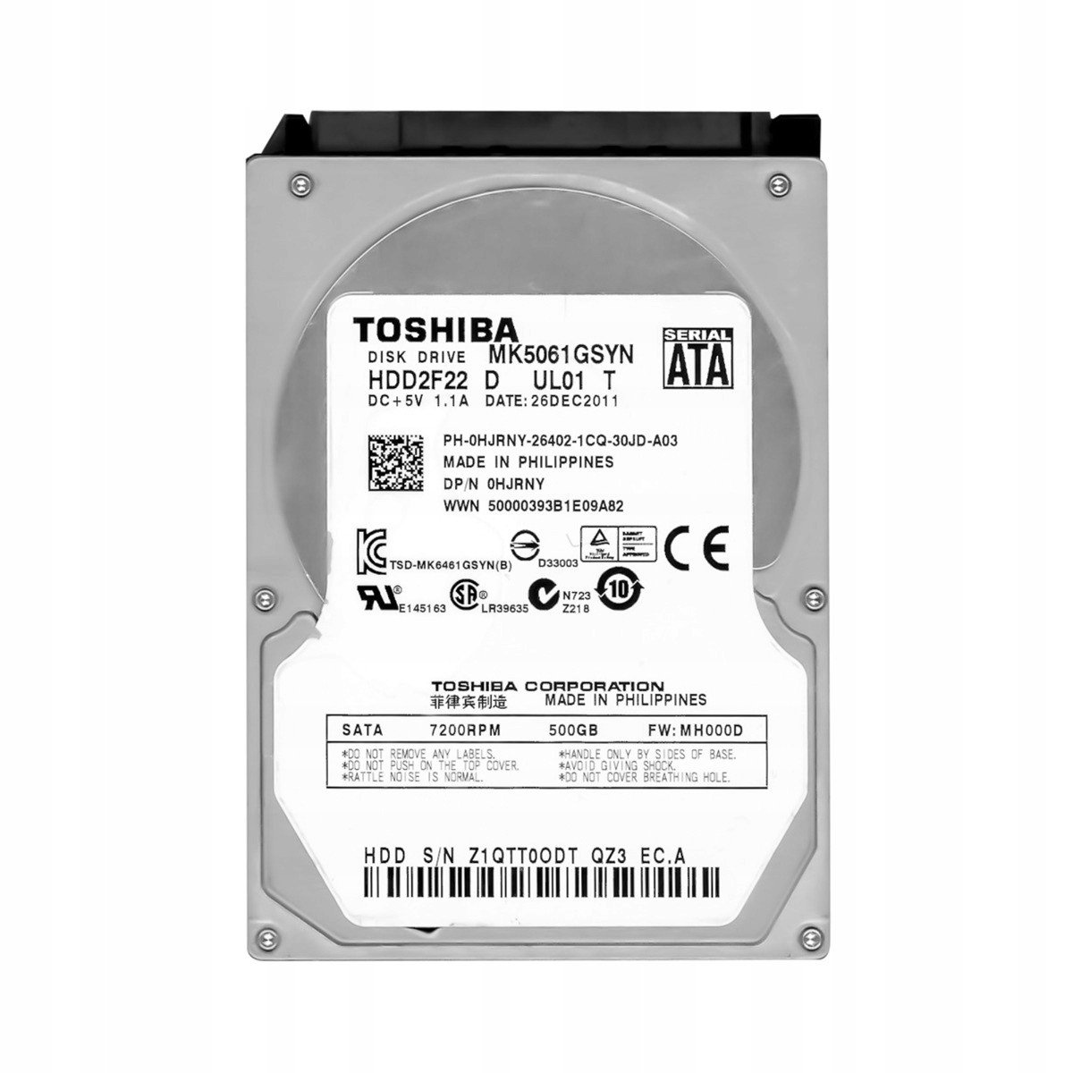 Toshiba 500GB 7.2k 16MB Sata II 2.5'' MK5061GSYN