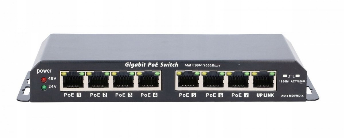 Extralink PoE switch 8-7 portů 24V 90W