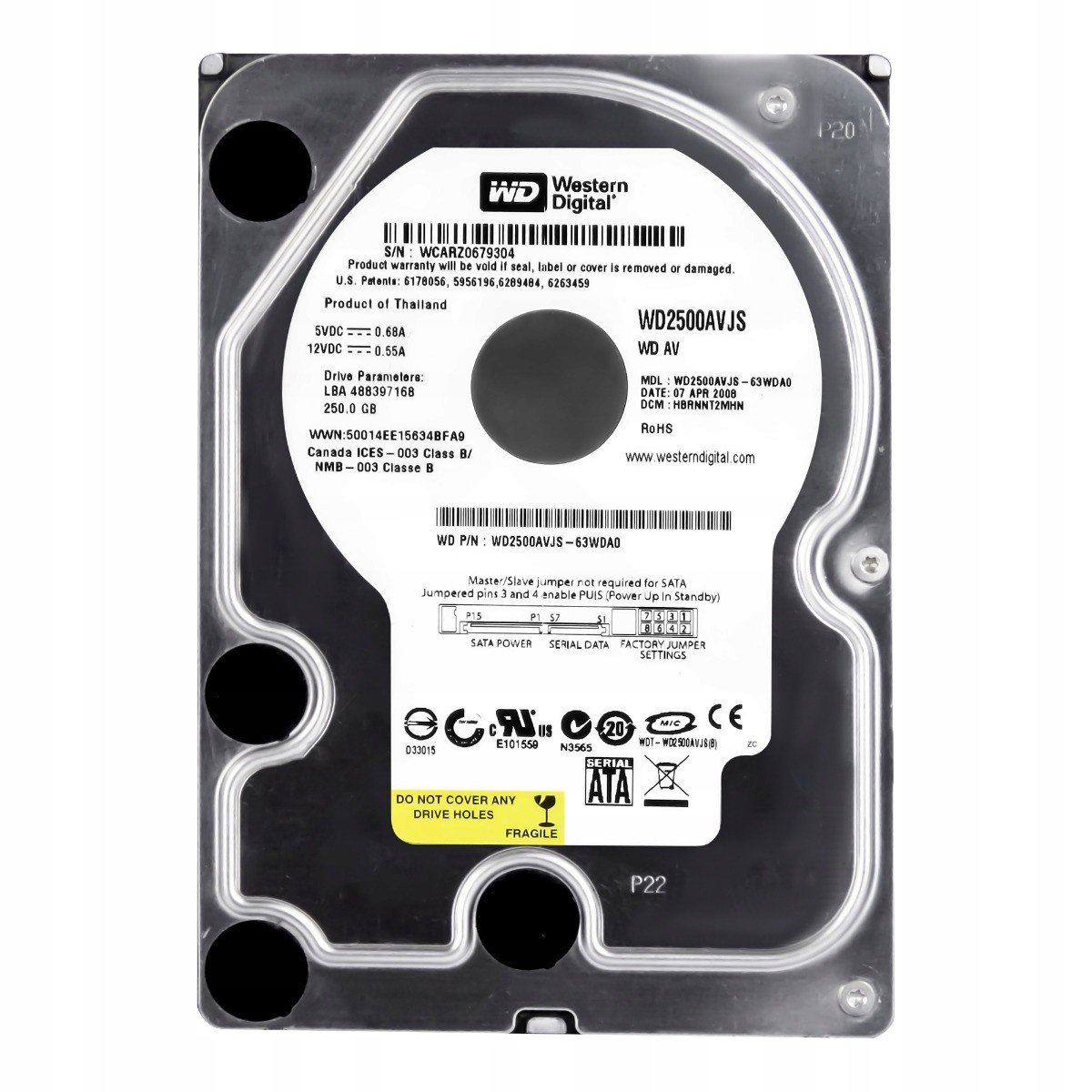 Wd Av 250GB 7.2K Sata II 3.5'' WD2500AVJS-63WDA0