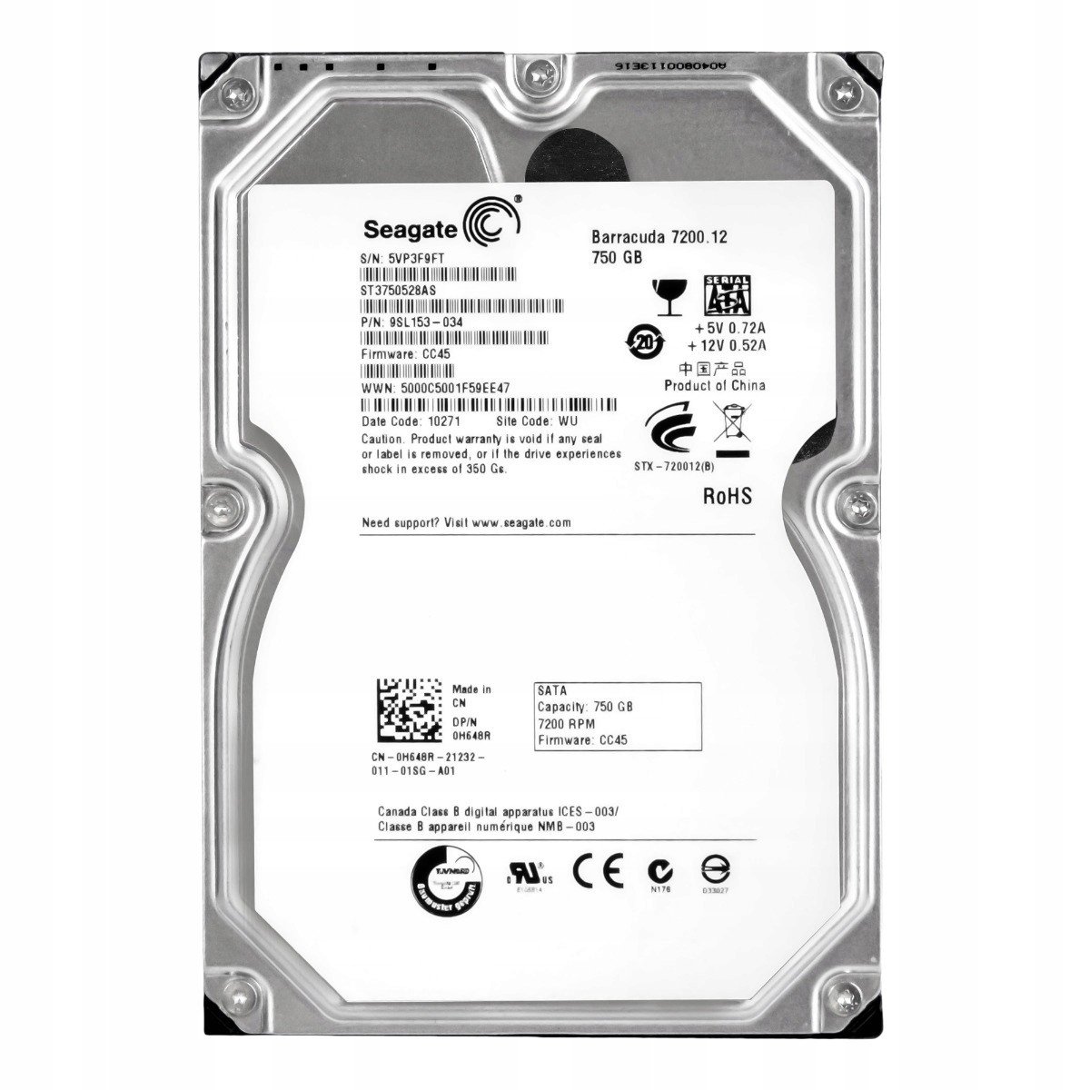 Dell 0H648R 750GB 7.2K Sata II 3.5'' ST3750528AS