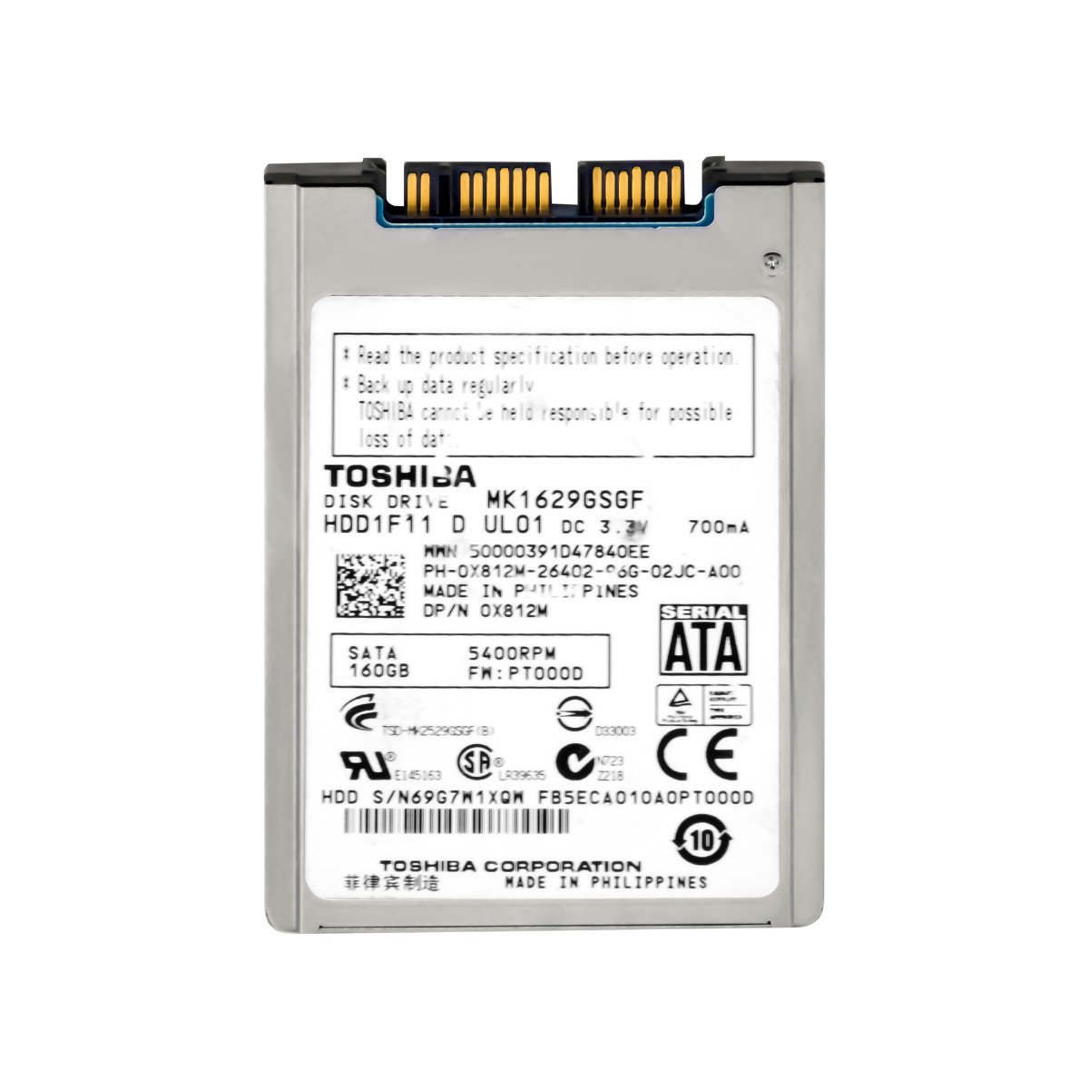 Toshiba 160GB 5.4K 16MB microSATA 1.8'' MK1629GSGF