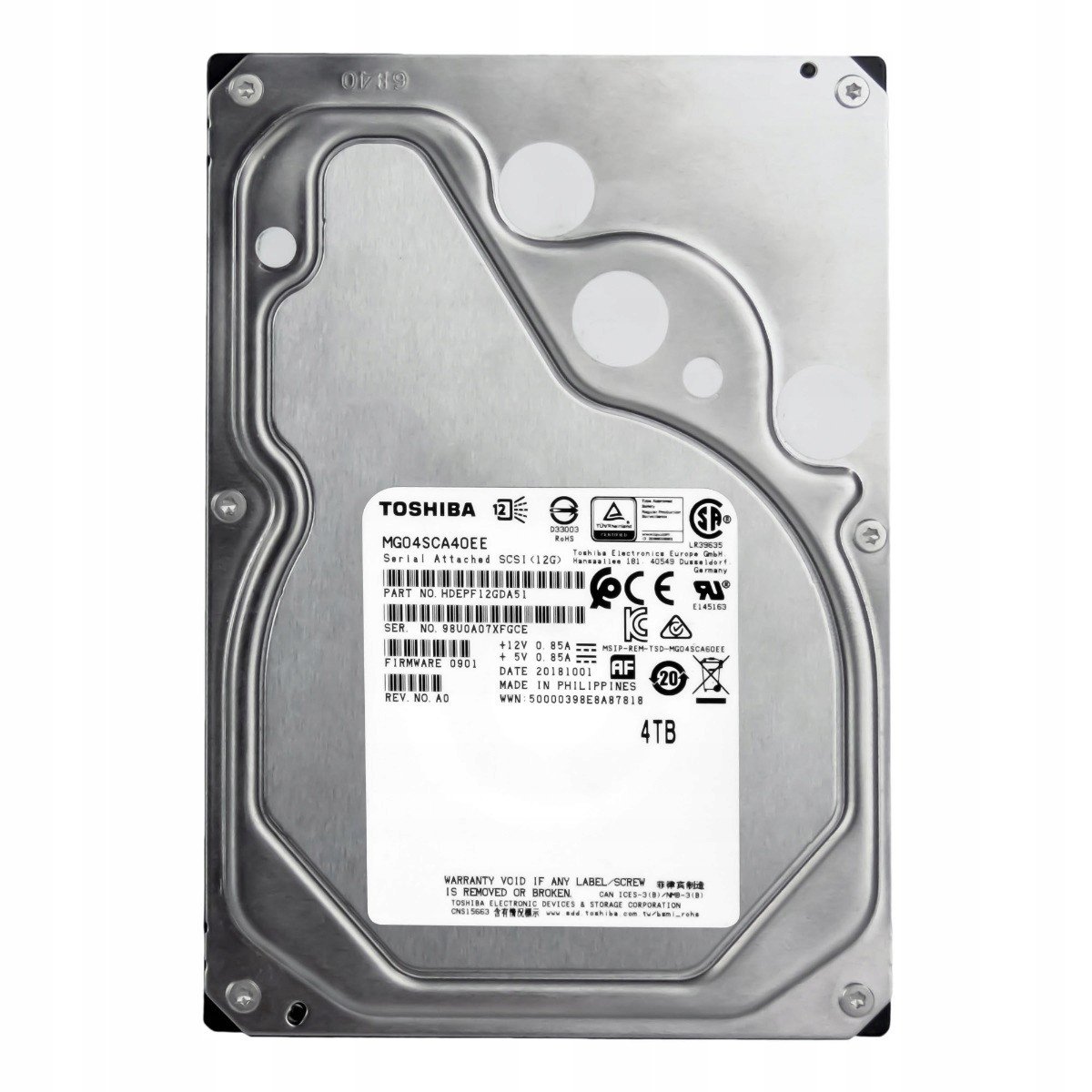 Toshiba 4TB 7,2K 128MB SAS-3 3,5'' MG04SCA40EE