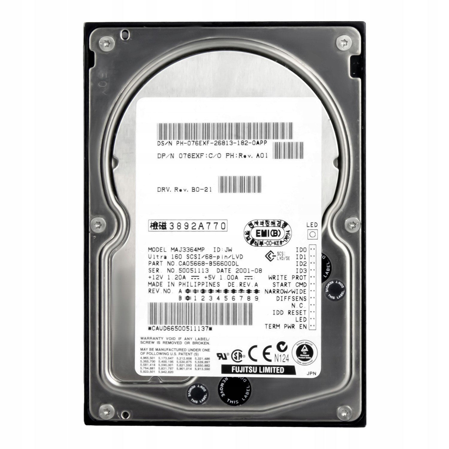 Dell 076EXF 36GB 10K 4MB Scsi U160 3,5' MAJ3364MP