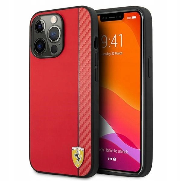 Pouzdro Ferrari pro iPhone 13 Pro Max 6,7 červené