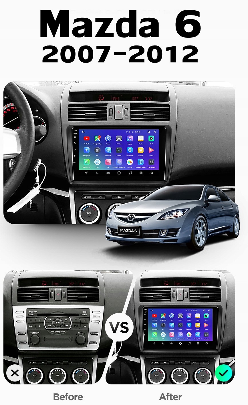 Rádio navigace Mazda 6 2007-2012 Android Bt WiFi