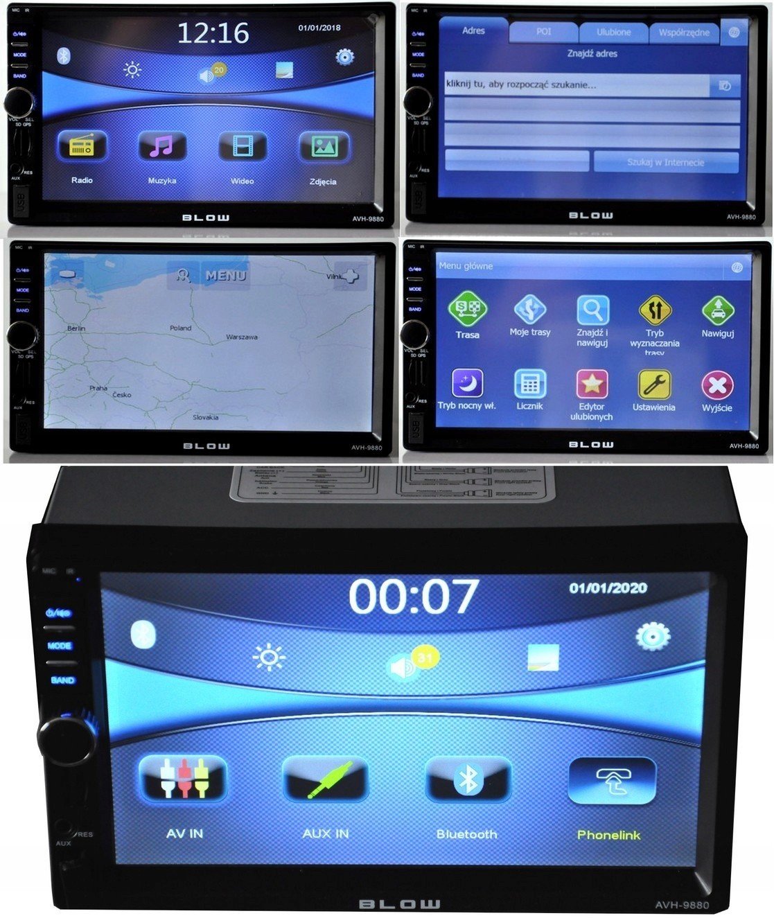Autorádio Blow 2DIN Mapa Evropy Polský Gps