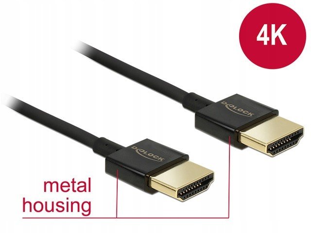 Kabel Hdmi M/M V2.0 0.5M 4K 60HZ 3D Černý Slim