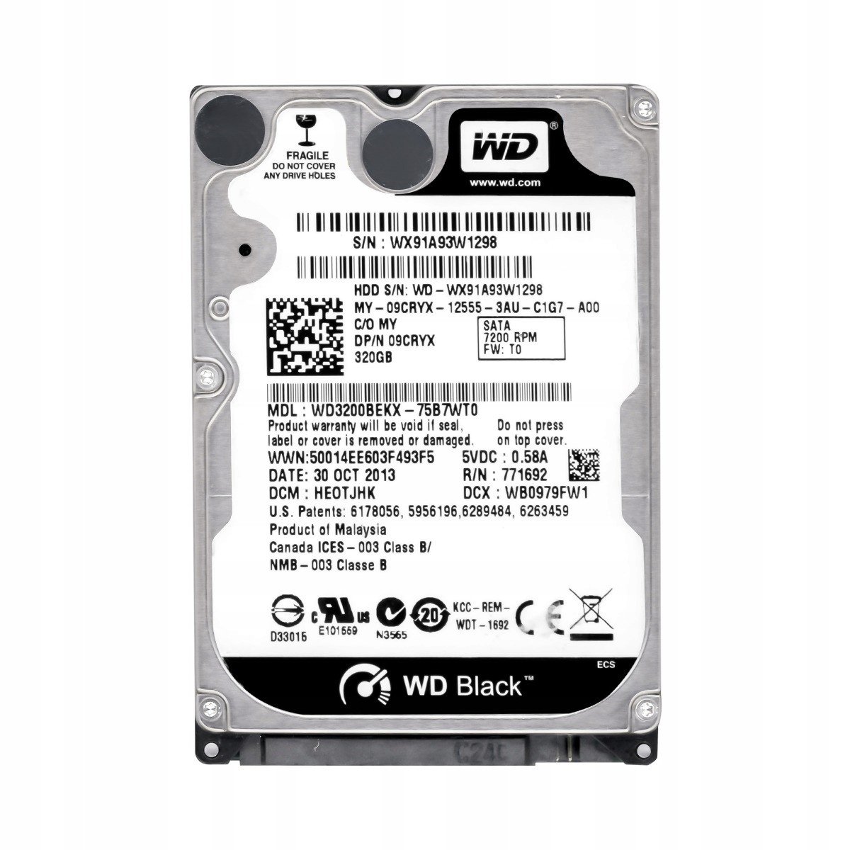 Dell 09CRYX 320GB 7.2K Sata III 2.5'' WD3200BEKX