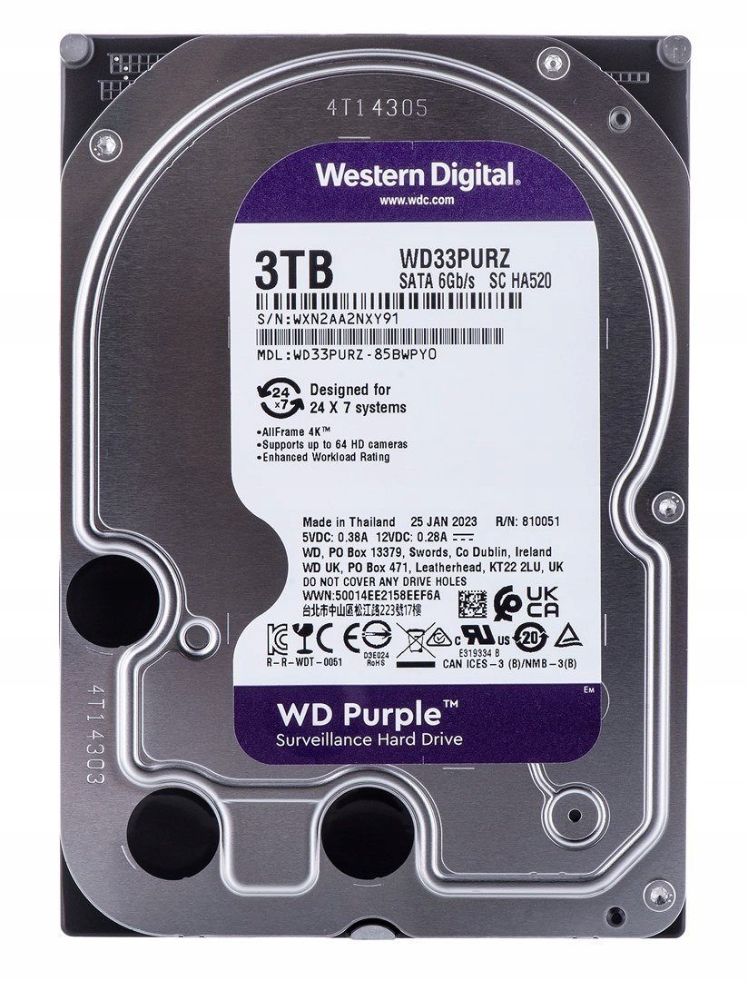Hdd disk Wd Purple WD33PURZ (3 Tb ; 3.5