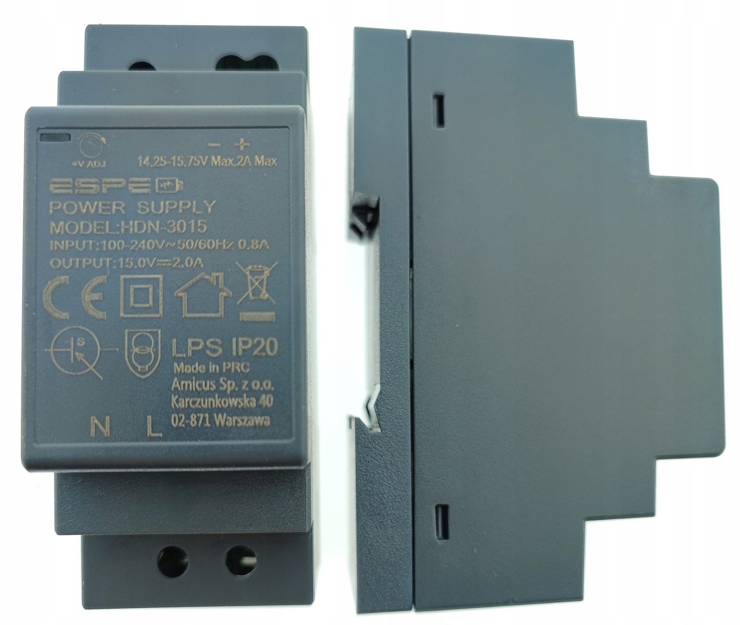 Napájecí adaptér na Din lištu 15V 2A 30W Espe HDN-3015