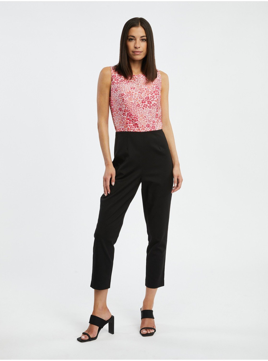 Orsay Růžovo-černý dámský květovaný overal - Dámské