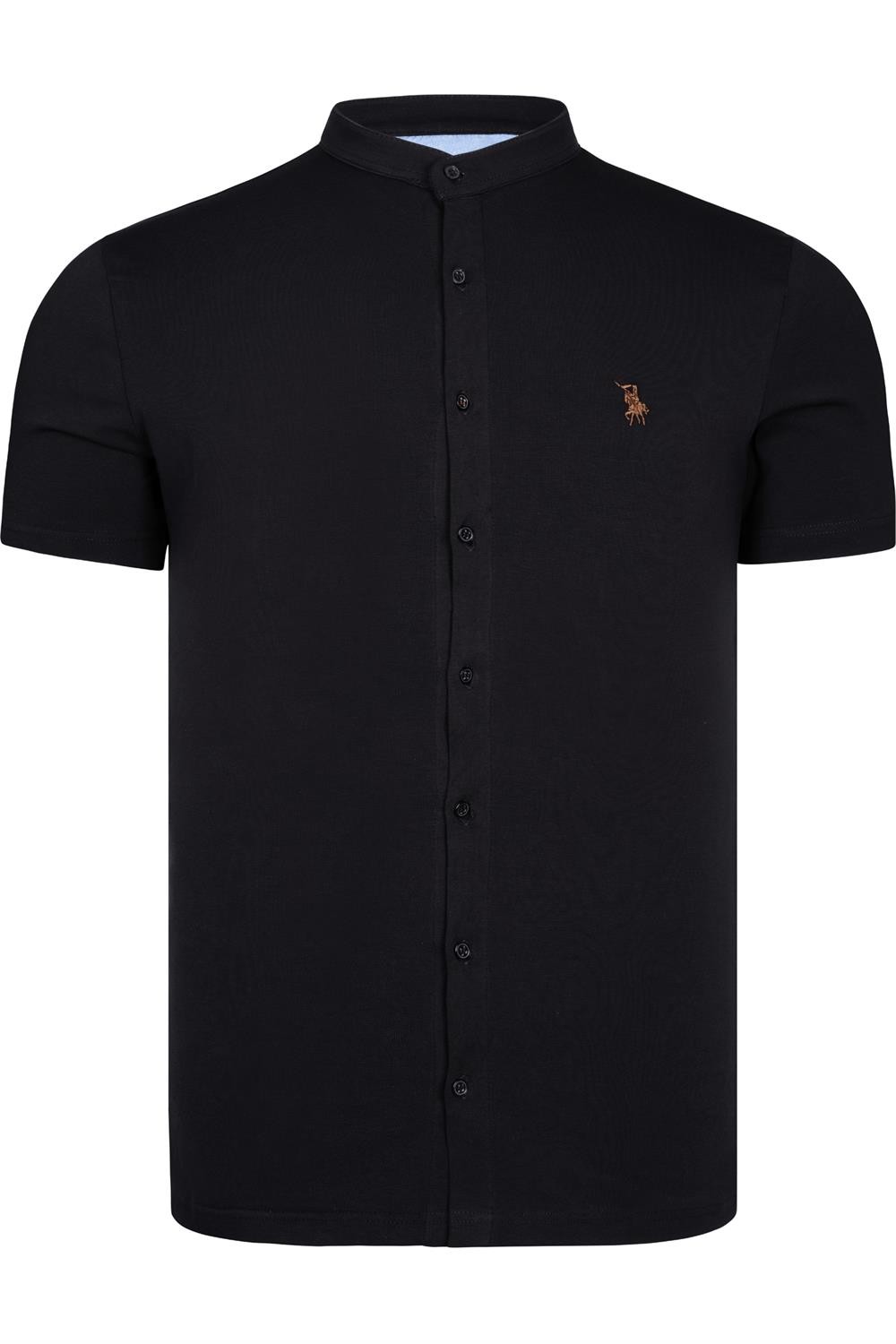 T8597 DEWBERRY MENS SLIMFIT SHIRT-BLACK