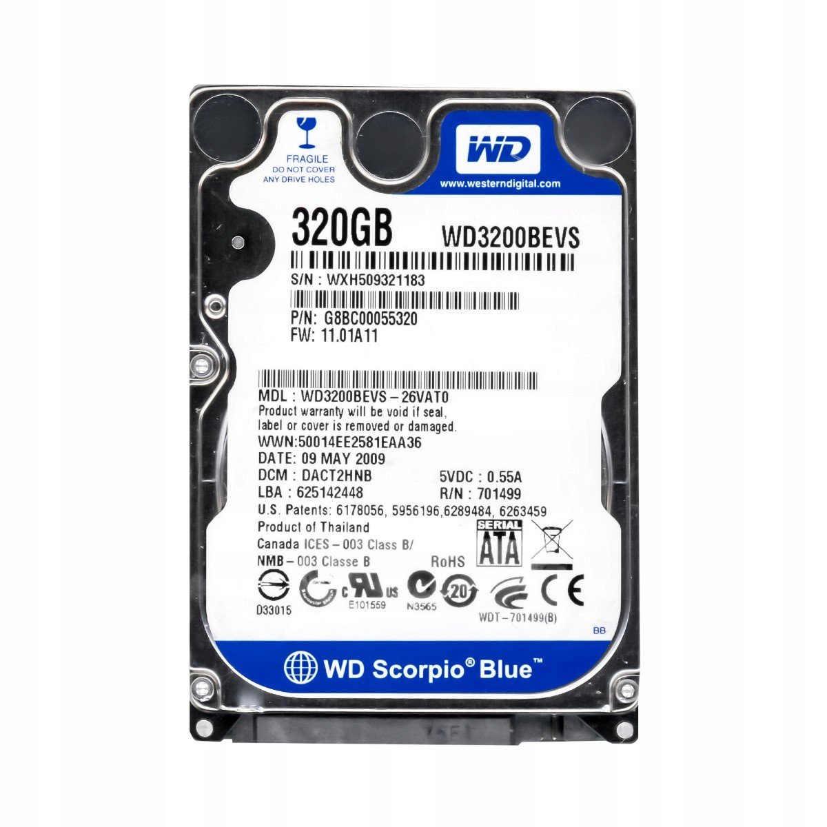 Wd Scorpio Blue 320GB 5.4K Sata 2.5'' WD3200BEVS