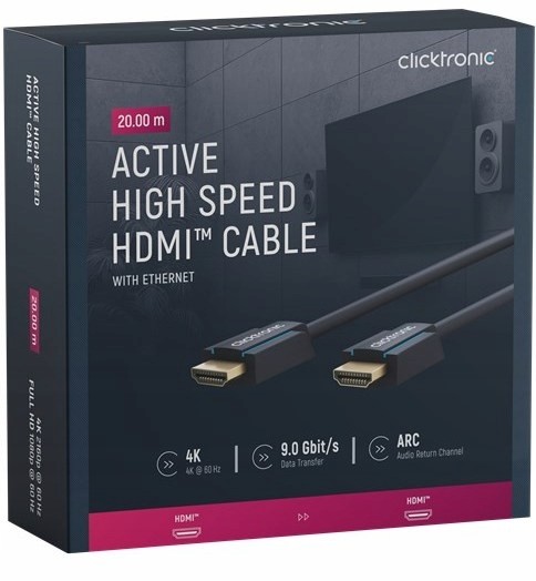 Clicktronic Aktivní Hdmi kabel 2.0 4K 60Hz 20m
