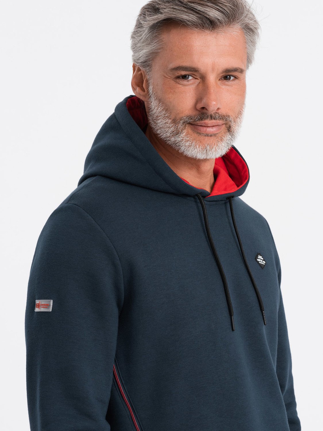 Ombre Men's hoodie with zippered pocket - navy blue