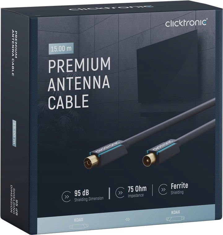 Clicktronic Tv přípojka Iec anténní kabel 15m