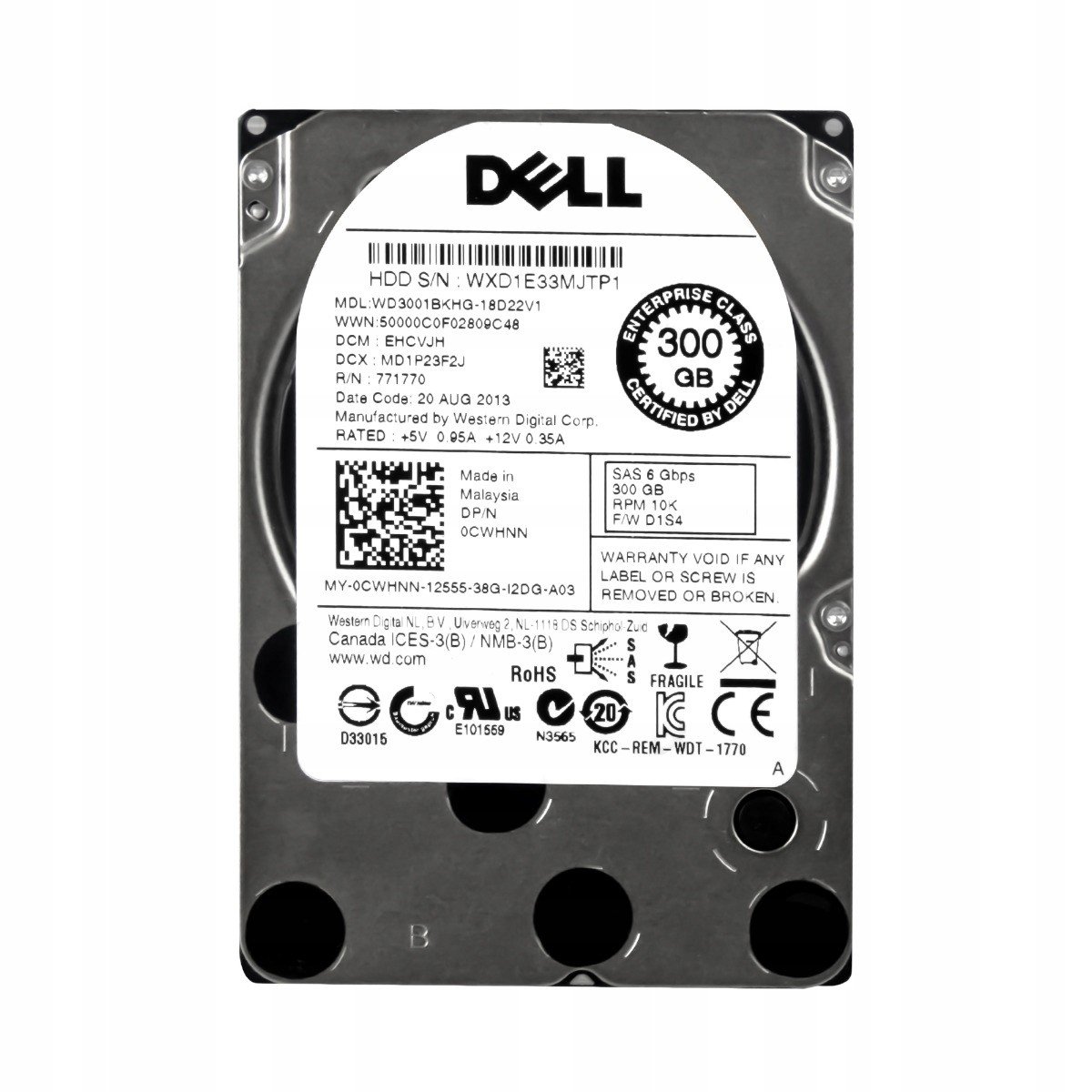 Dell 0CWHNN 300GB 10K 32MB SAS-2 2.5'' WD3001BKHG