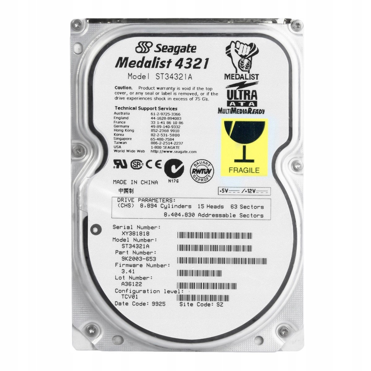 Seagate Medailista 4321 4.3GB 5.4K Ata 3.5' ST34321A