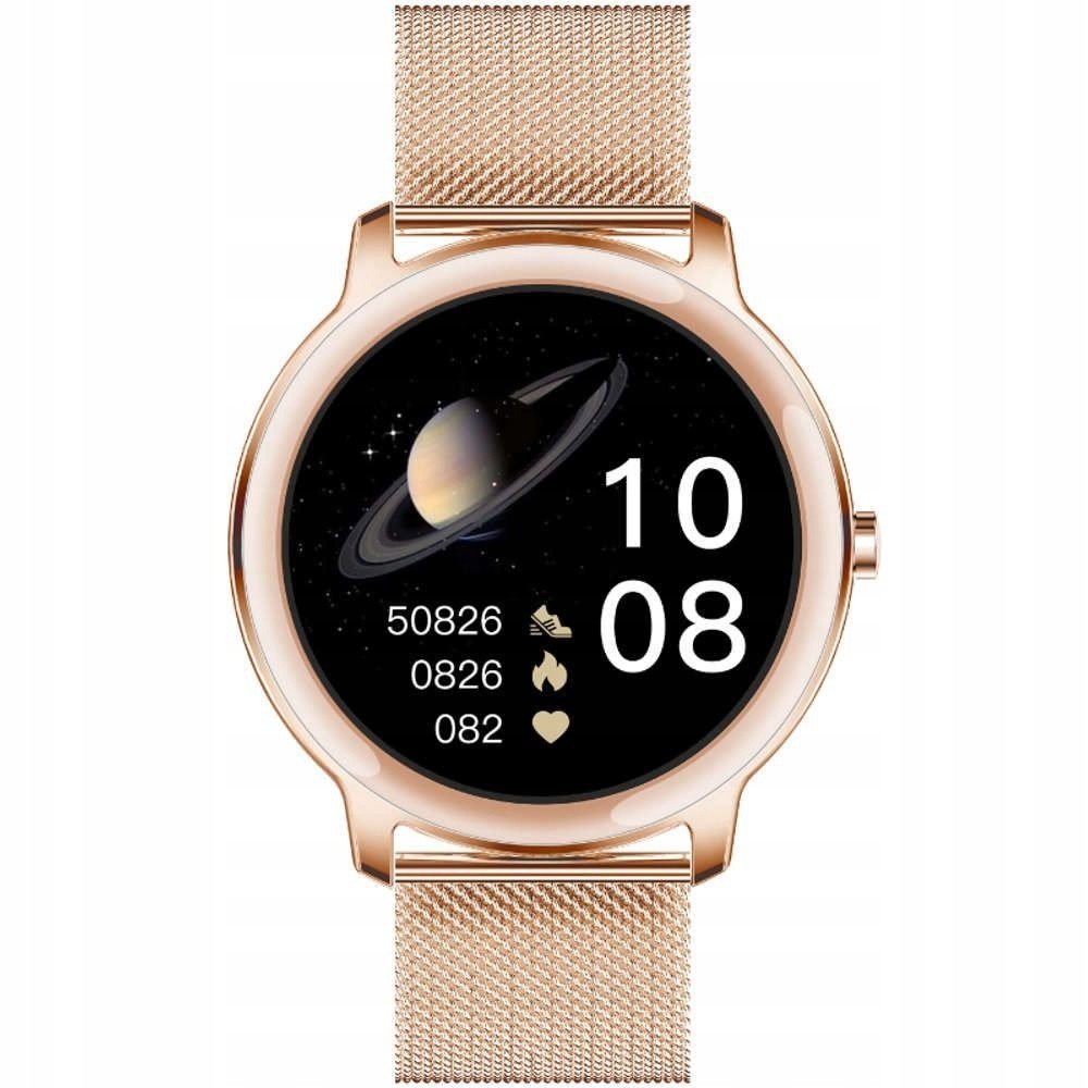 Růžově zlaté dámské chytré hodinky Rubicon SMARUB055