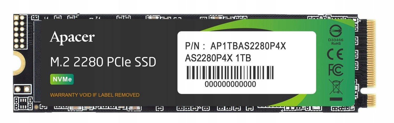 Apacer AS2280P4X 1TB M.2 PCIe NVMe Gen3 x Ssd