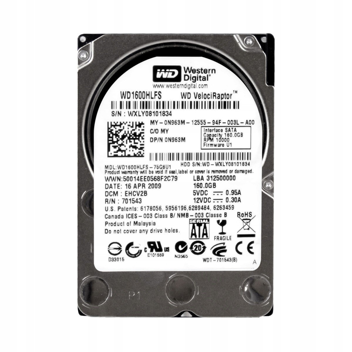 Dell 0N963M 160GB 10K 16MB Sata II 2.5' WD1600HLFS