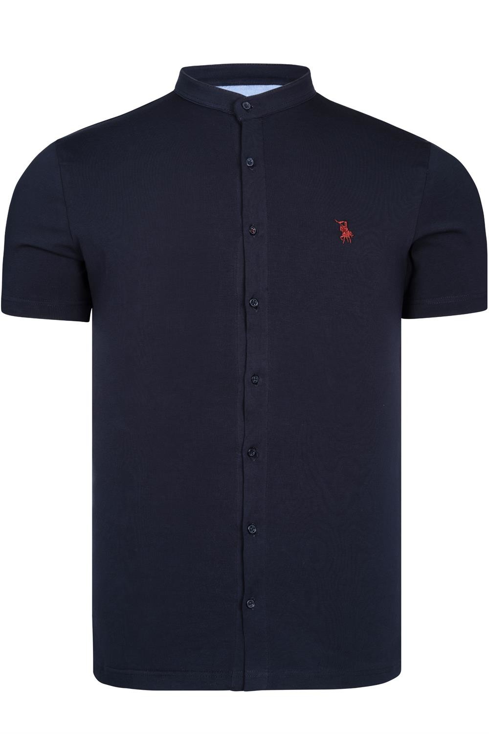 T8597 DEWBERRY MENS SLIMFIT SHIRT-NAVY BLUE