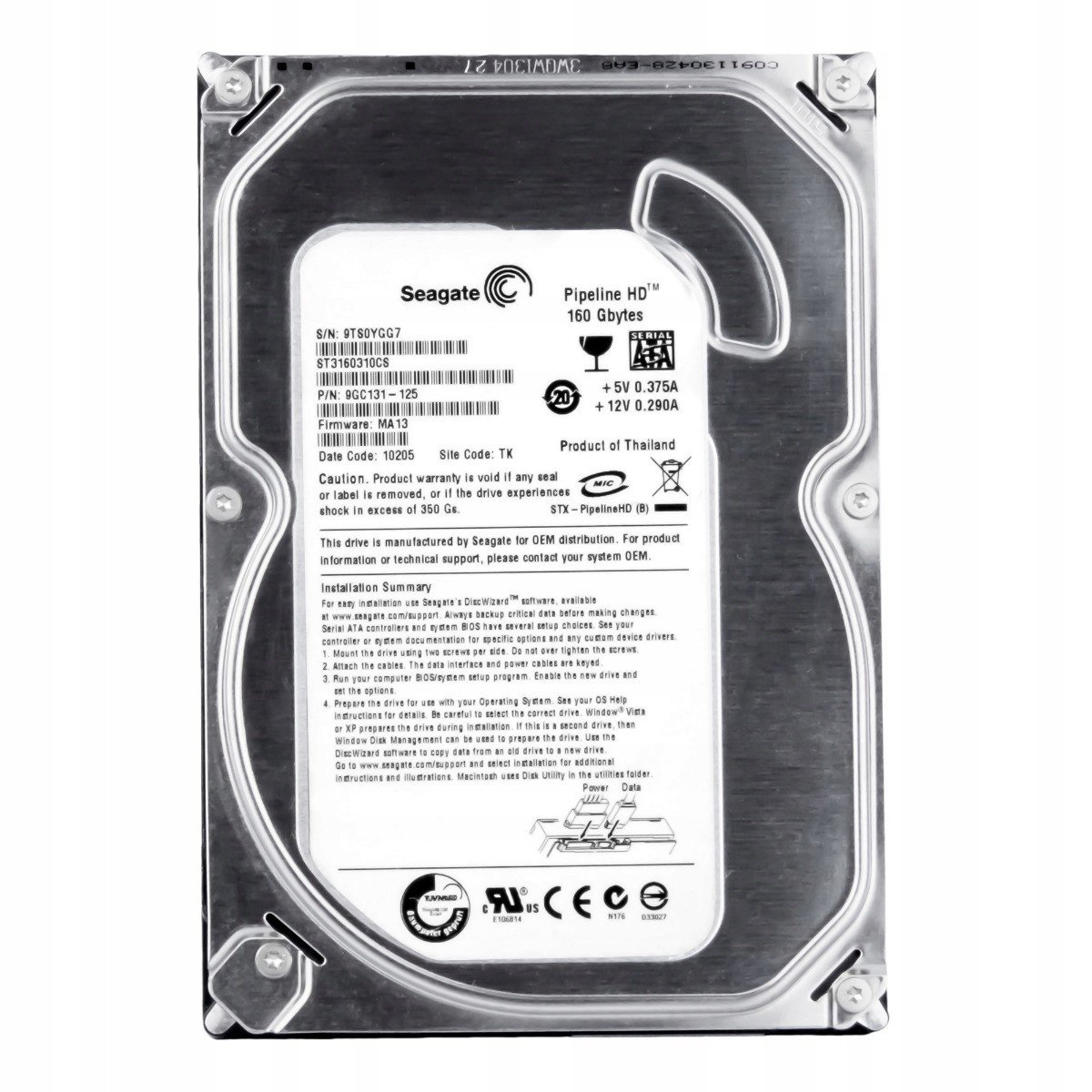 Seagate 160GB 5.4K 8MB Sata II 3.5'' ST3160310CS