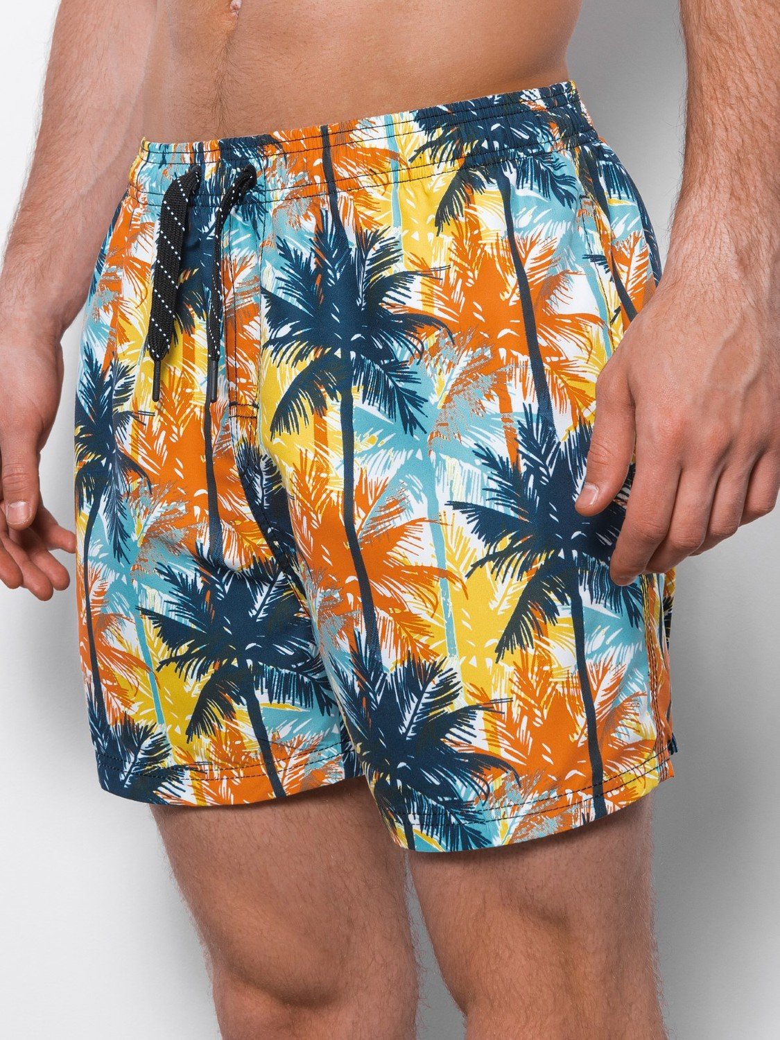 Ombre Men's swimming trunks in palm trees - blue and orange