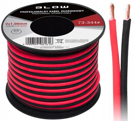 Kabel CCA2x1,0mm černo-červený.25m